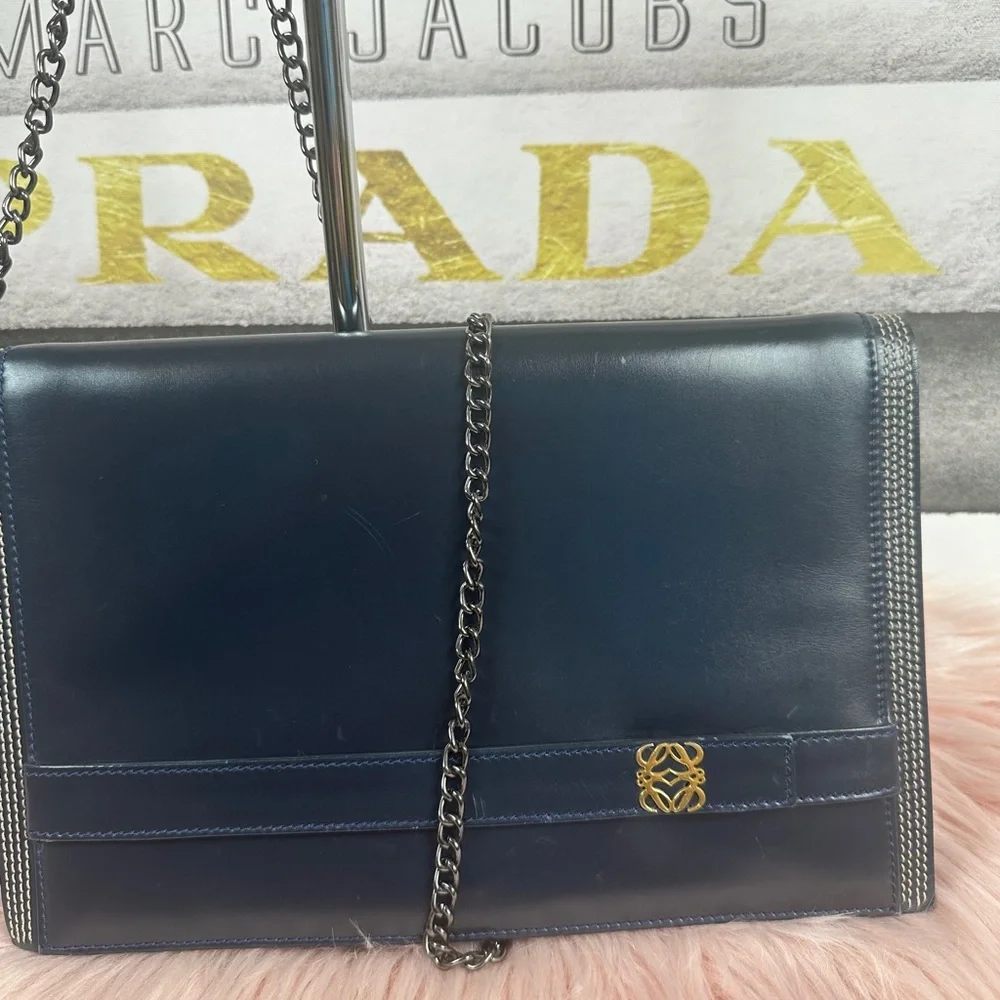 Loewe Madrid Black Leather Portfolio Attache Bag Spain RARE